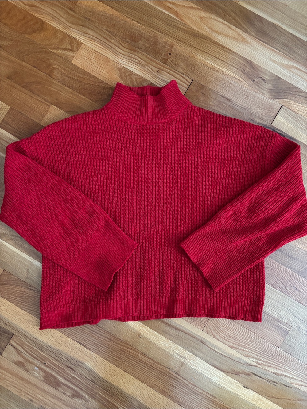 Sanctuary Red Ribbed Turtleneck Sweater